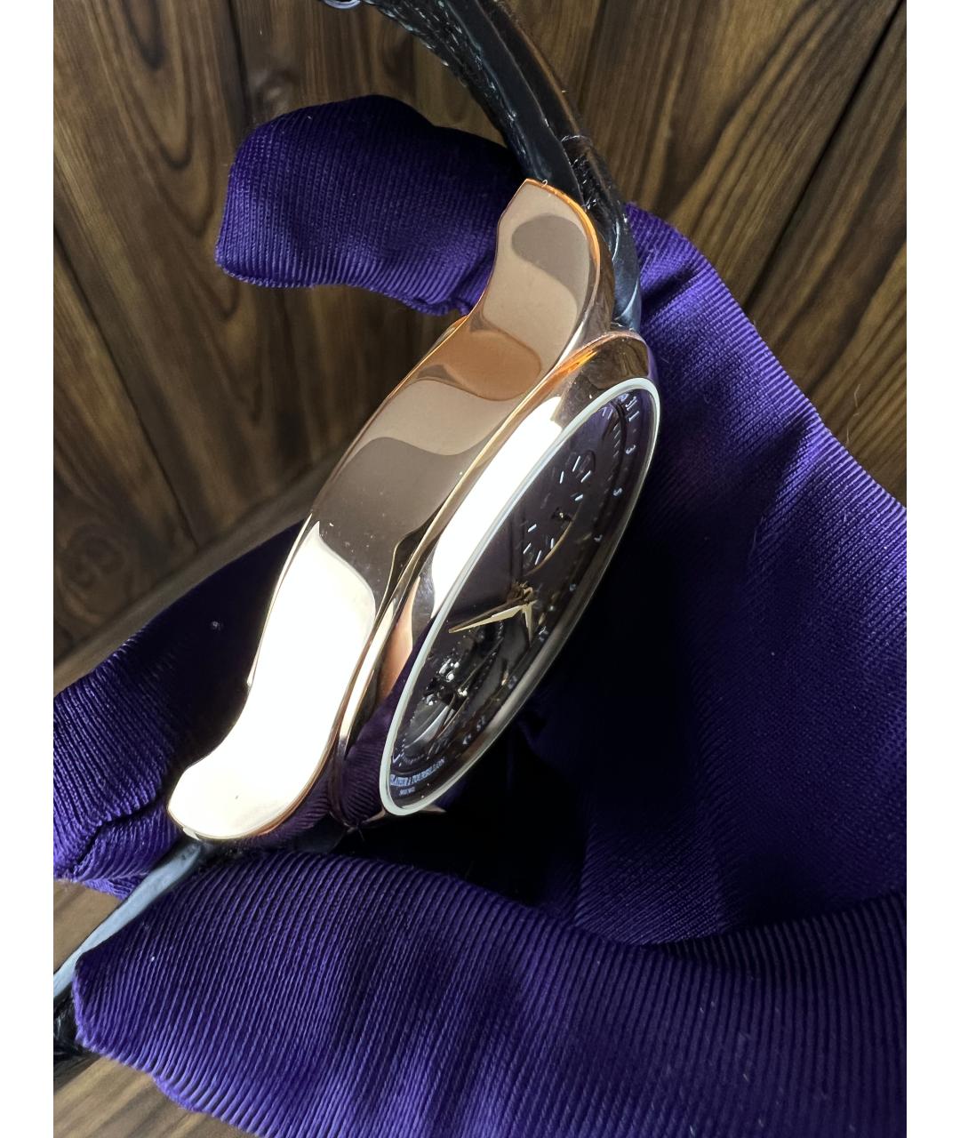 Jaeger LeCoultre Черные часы из розового золота, фото 6