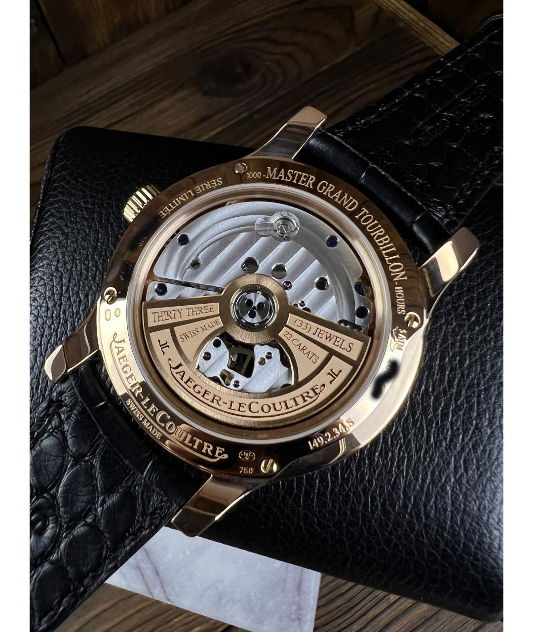 Jaeger LeCoultre Черные часы из розового золота, фото 7