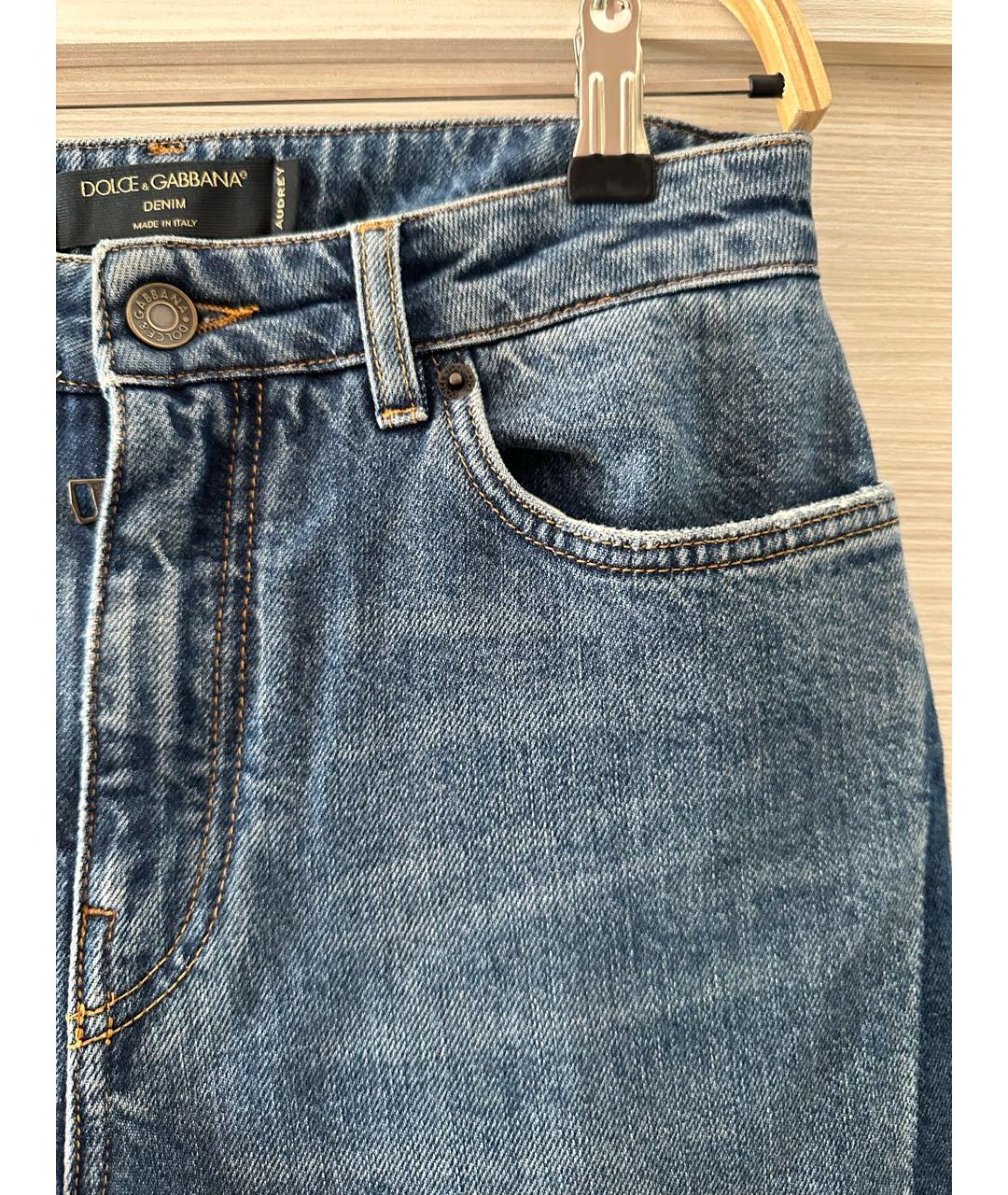 DOLCE&GABBANA Синие хлопко-эластановые прямые джинсы, фото 4