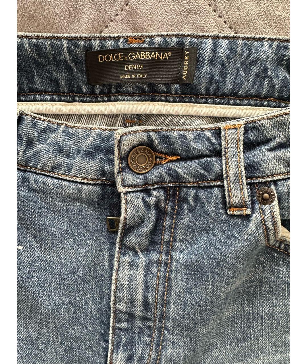 DOLCE&GABBANA Синие хлопко-эластановые прямые джинсы, фото 3