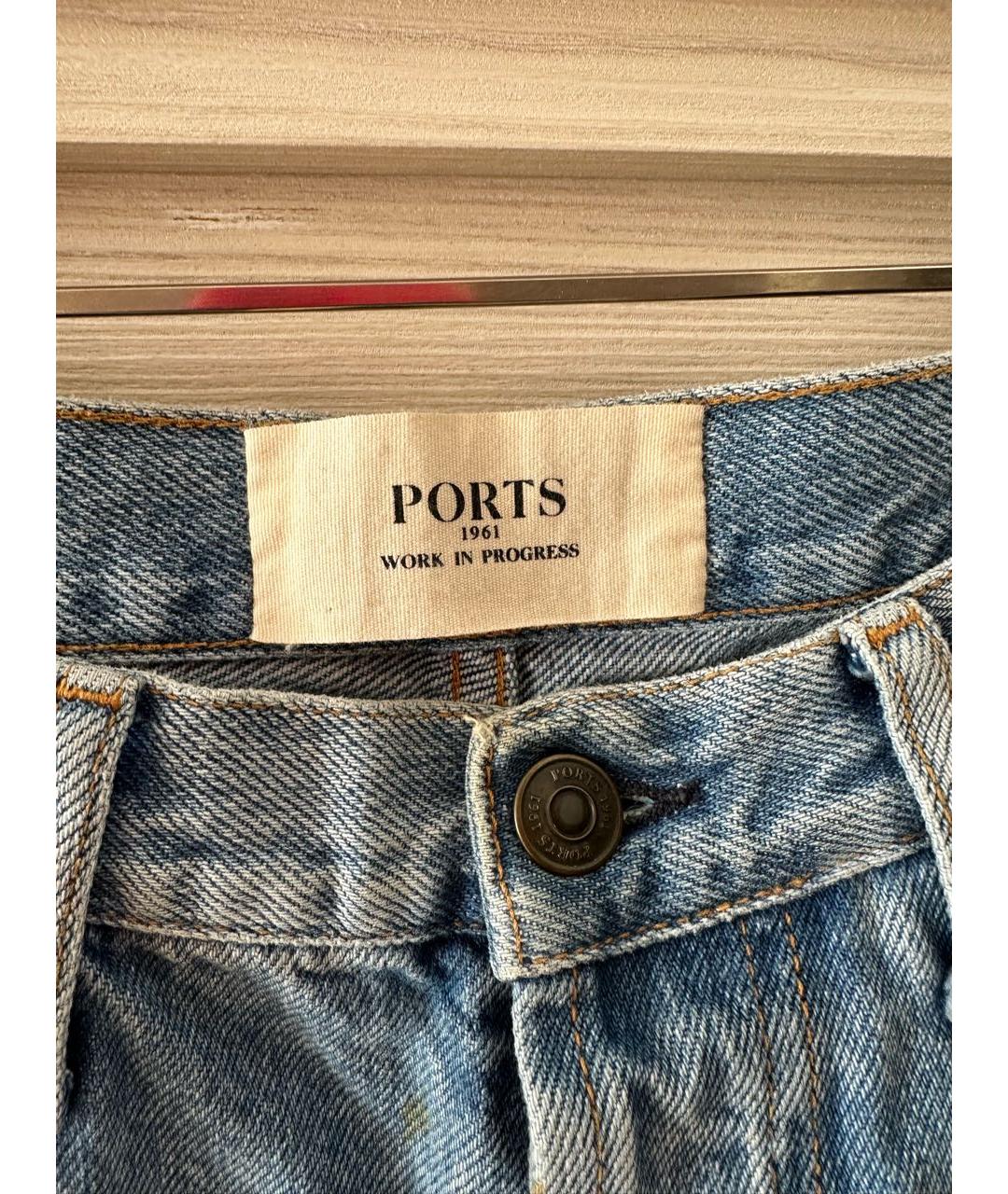 PORTS 1961 Синие хлопковые прямые джинсы, фото 3