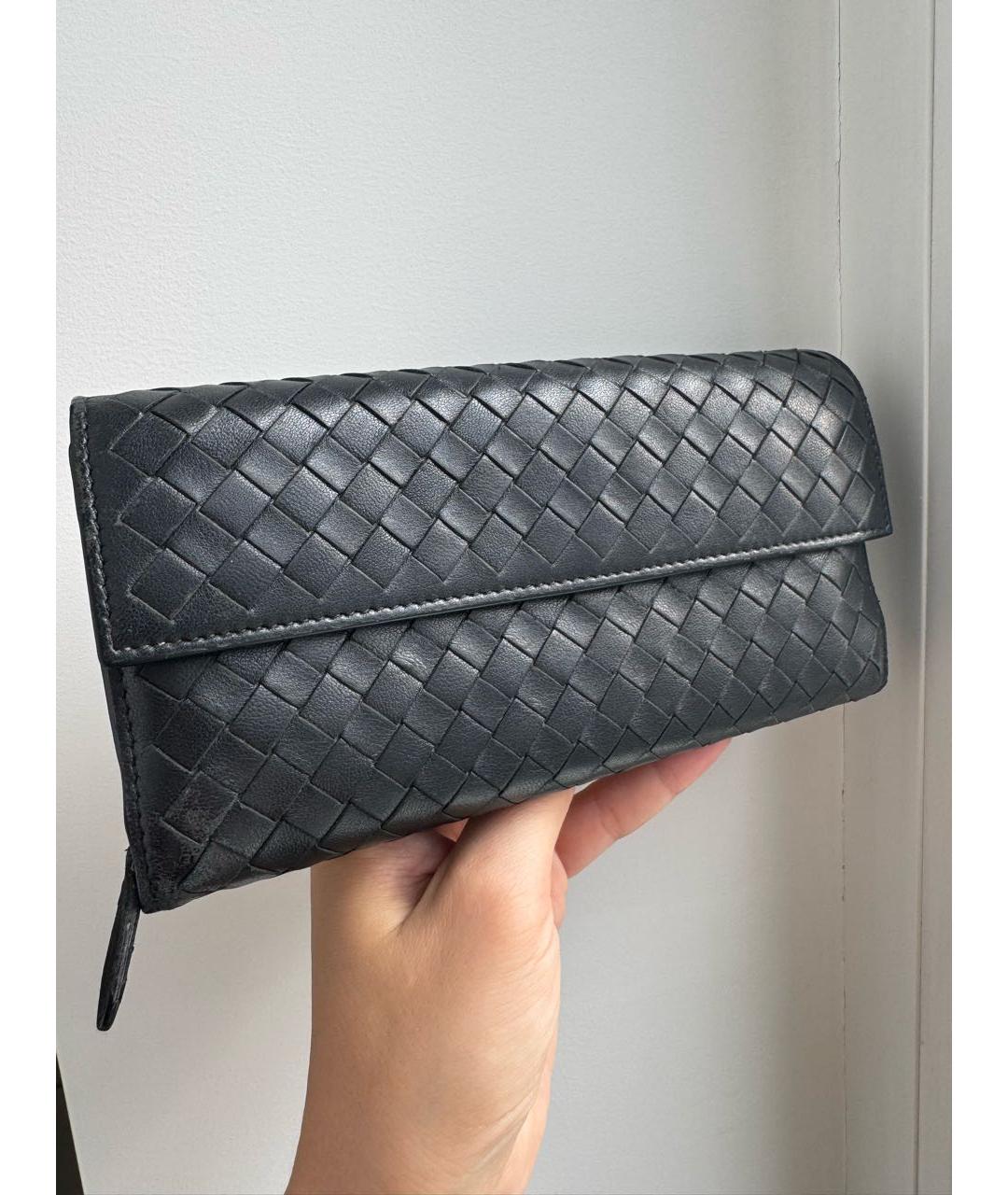 BOTTEGA VENETA Черный кожаный кошелек, фото 2