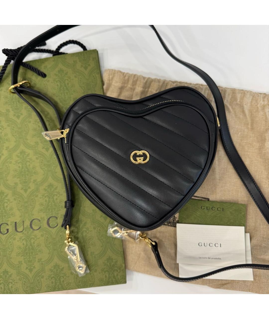 GUCCI Черная кожаная сумка через плечо, фото 4