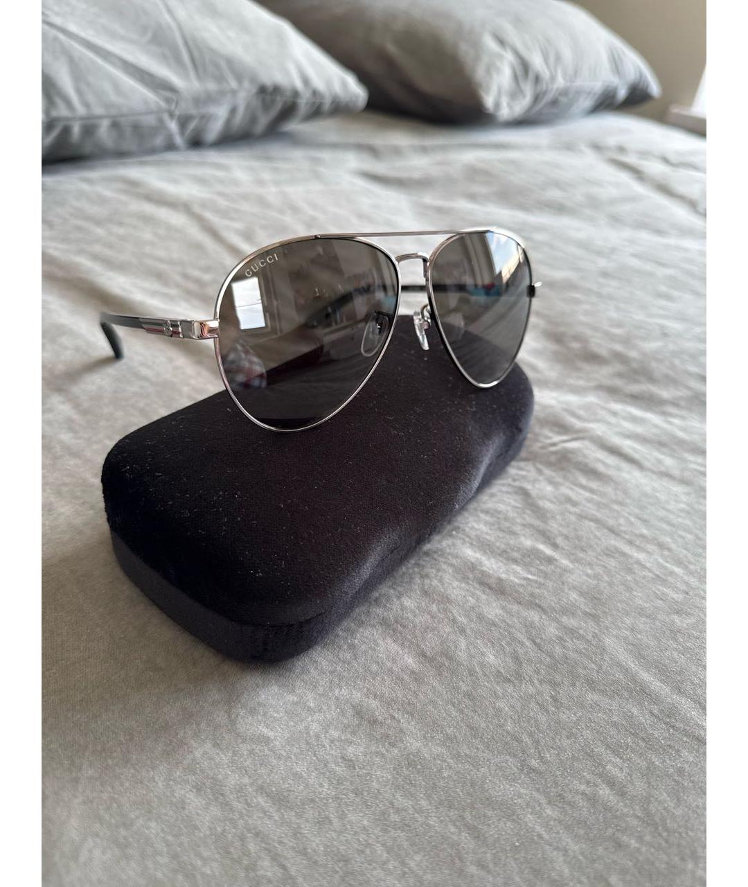 GUCCI Черные металлические солнцезащитные очки, фото 6