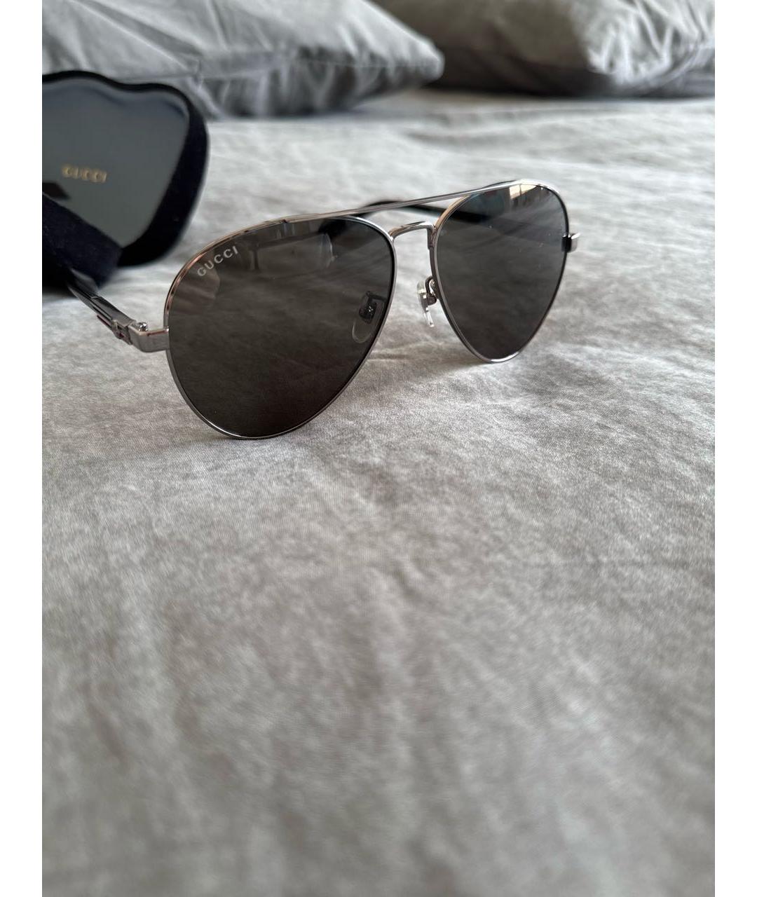 GUCCI Черные металлические солнцезащитные очки, фото 2