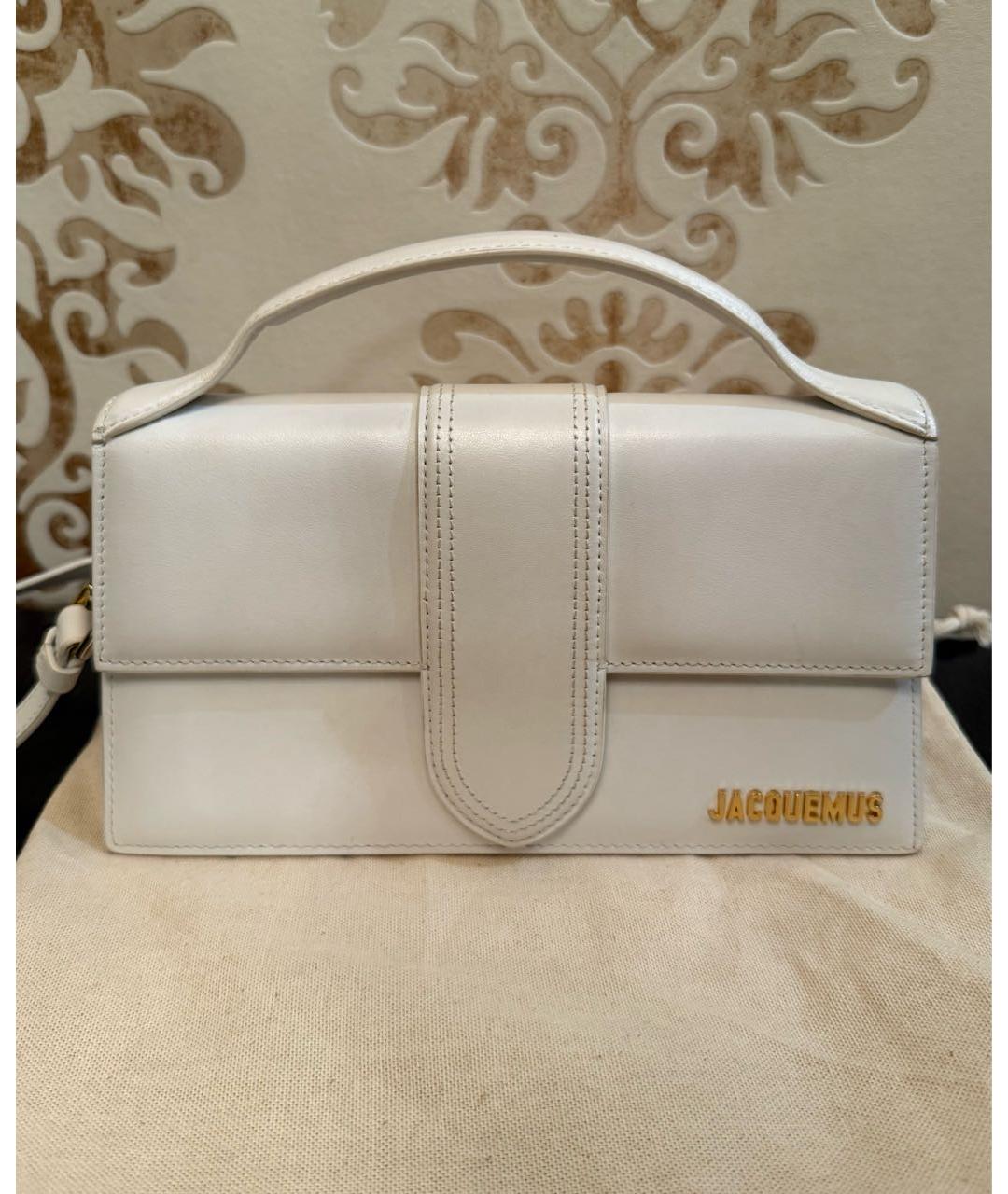 JACQUEMUS Белая кожаная сумка с короткими ручками, фото 6