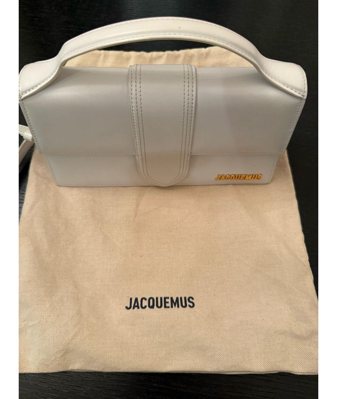 JACQUEMUS Белая кожаная сумка с короткими ручками, фото 2