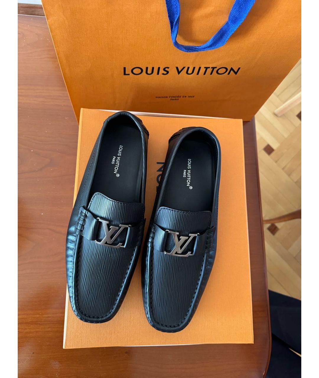 LOUIS VUITTON Черные кожаные мокасины, фото 3