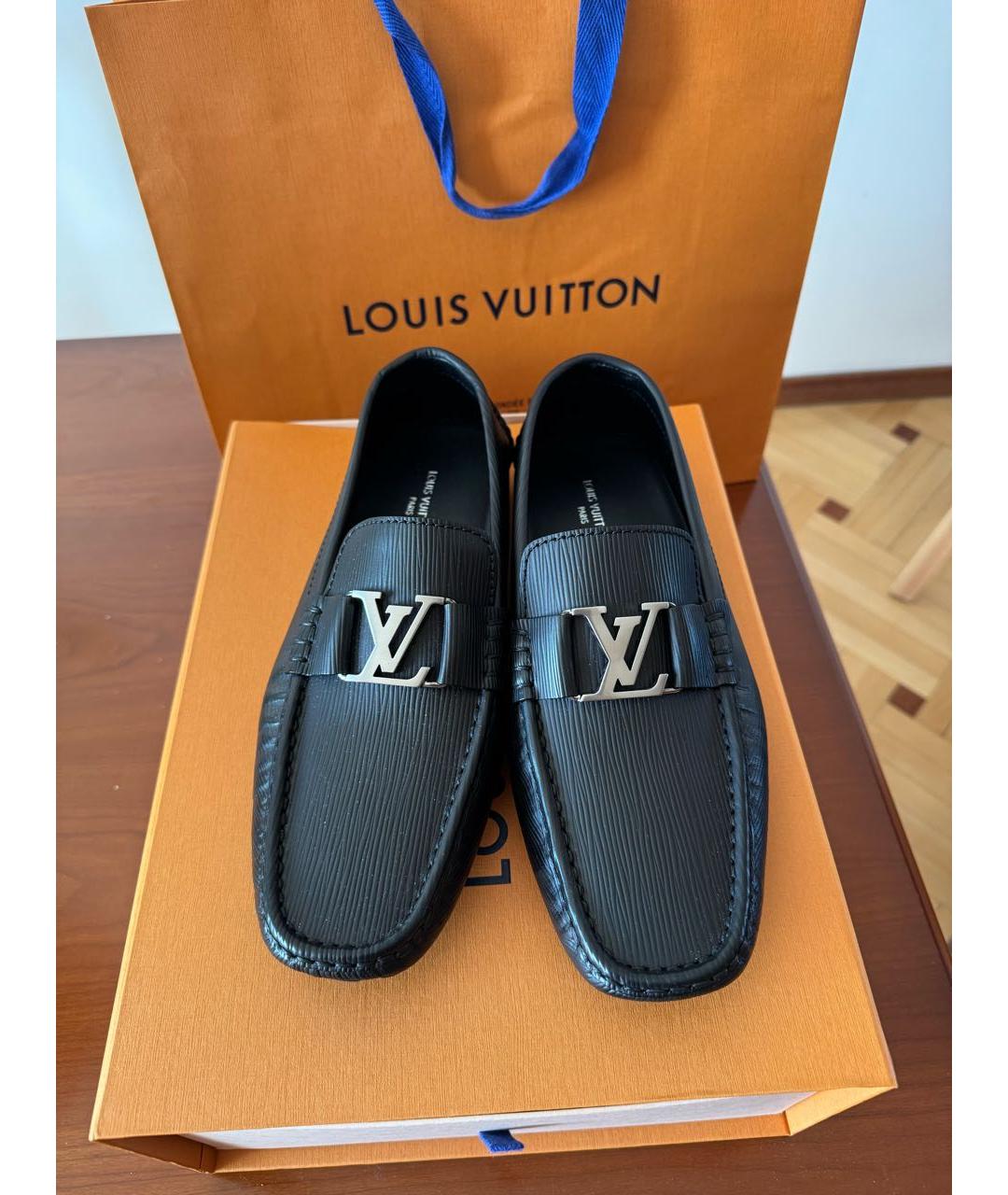 LOUIS VUITTON Черные кожаные мокасины, фото 2