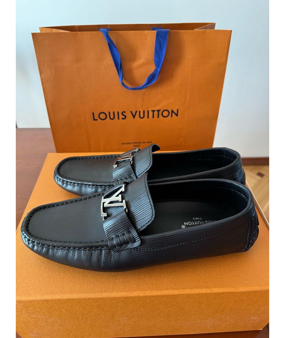 LOUIS VUITTON Черные кожаные мокасины, фото 6