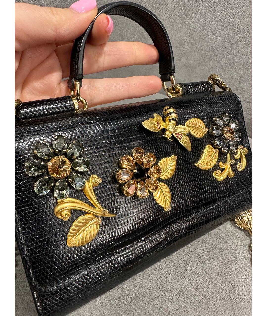 DOLCE&GABBANA Черная кожаная сумка через плечо, фото 4