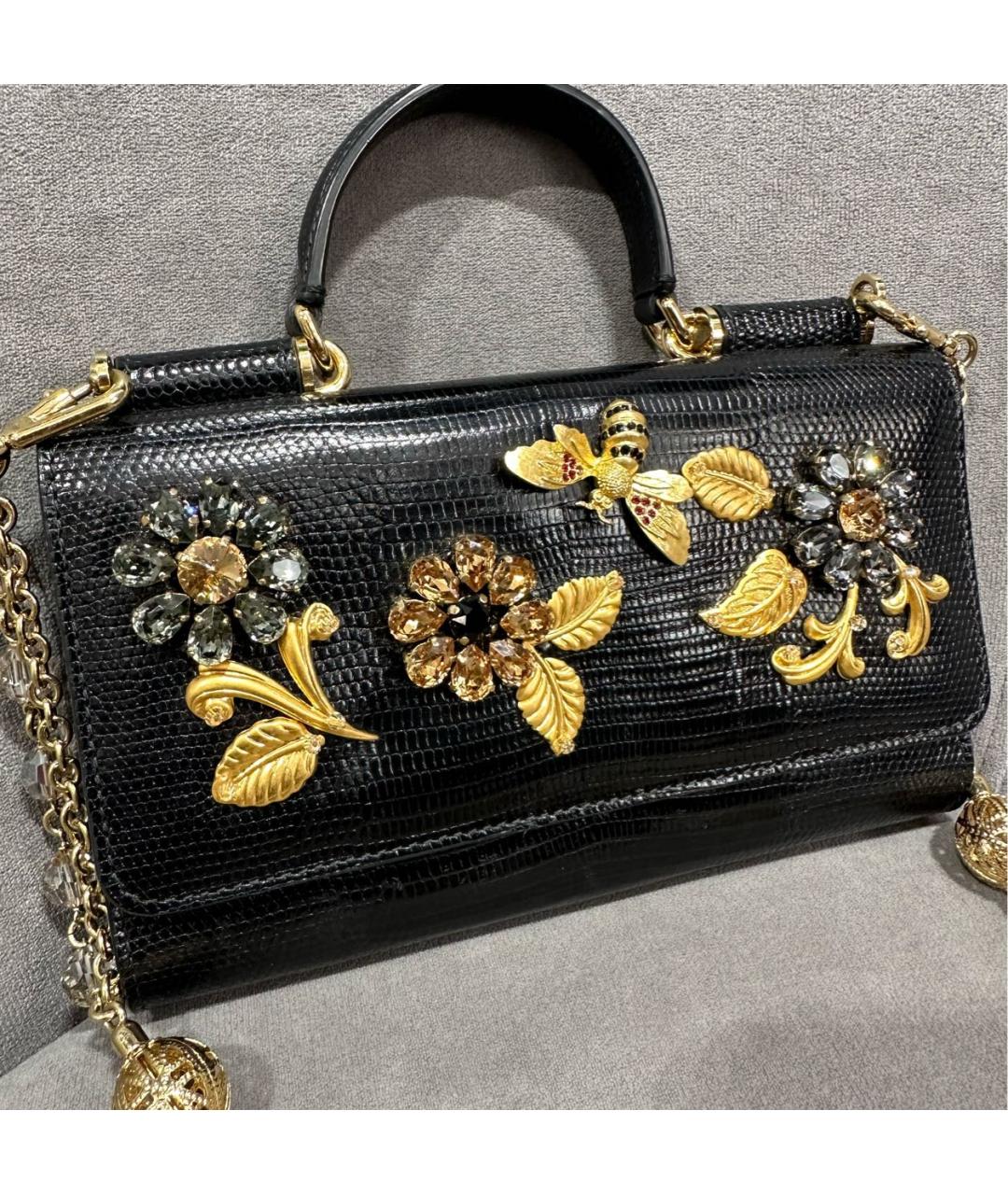 DOLCE&GABBANA Черная кожаная сумка через плечо, фото 5
