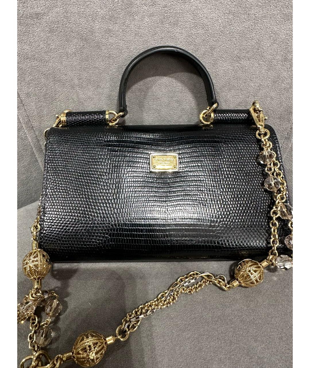 DOLCE&GABBANA Черная кожаная сумка через плечо, фото 2
