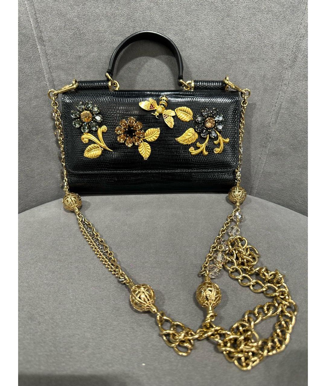 DOLCE&GABBANA Черная кожаная сумка через плечо, фото 7