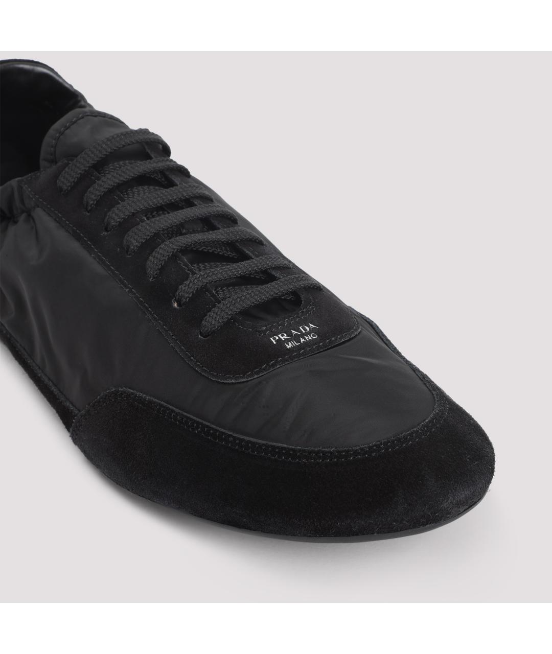 PRADA Черные синтетические низкие кроссовки / кеды, фото 4