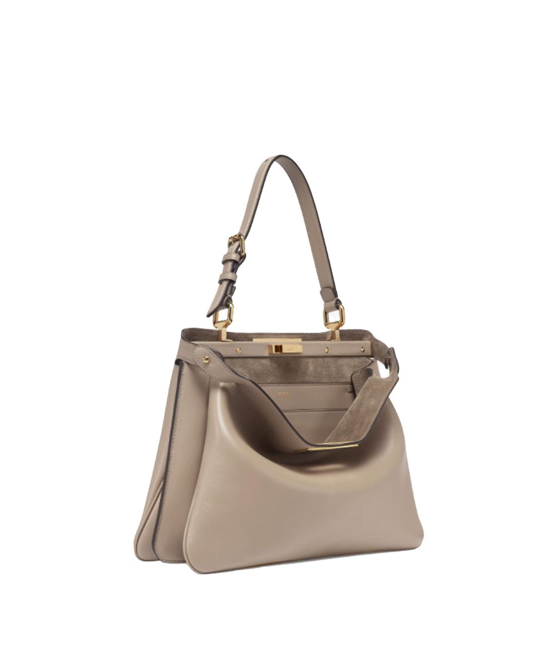 FENDI Бежевая кожаная сумка тоут, фото 2