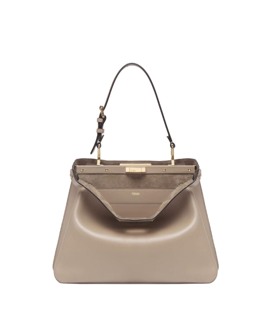 FENDI Бежевая кожаная сумка тоут, фото 3