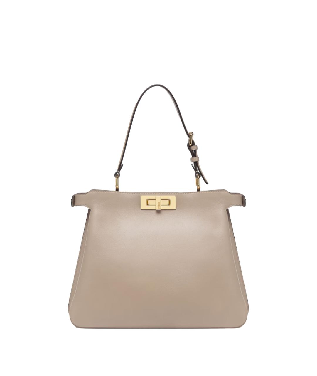 FENDI Бежевая кожаная сумка тоут, фото 1