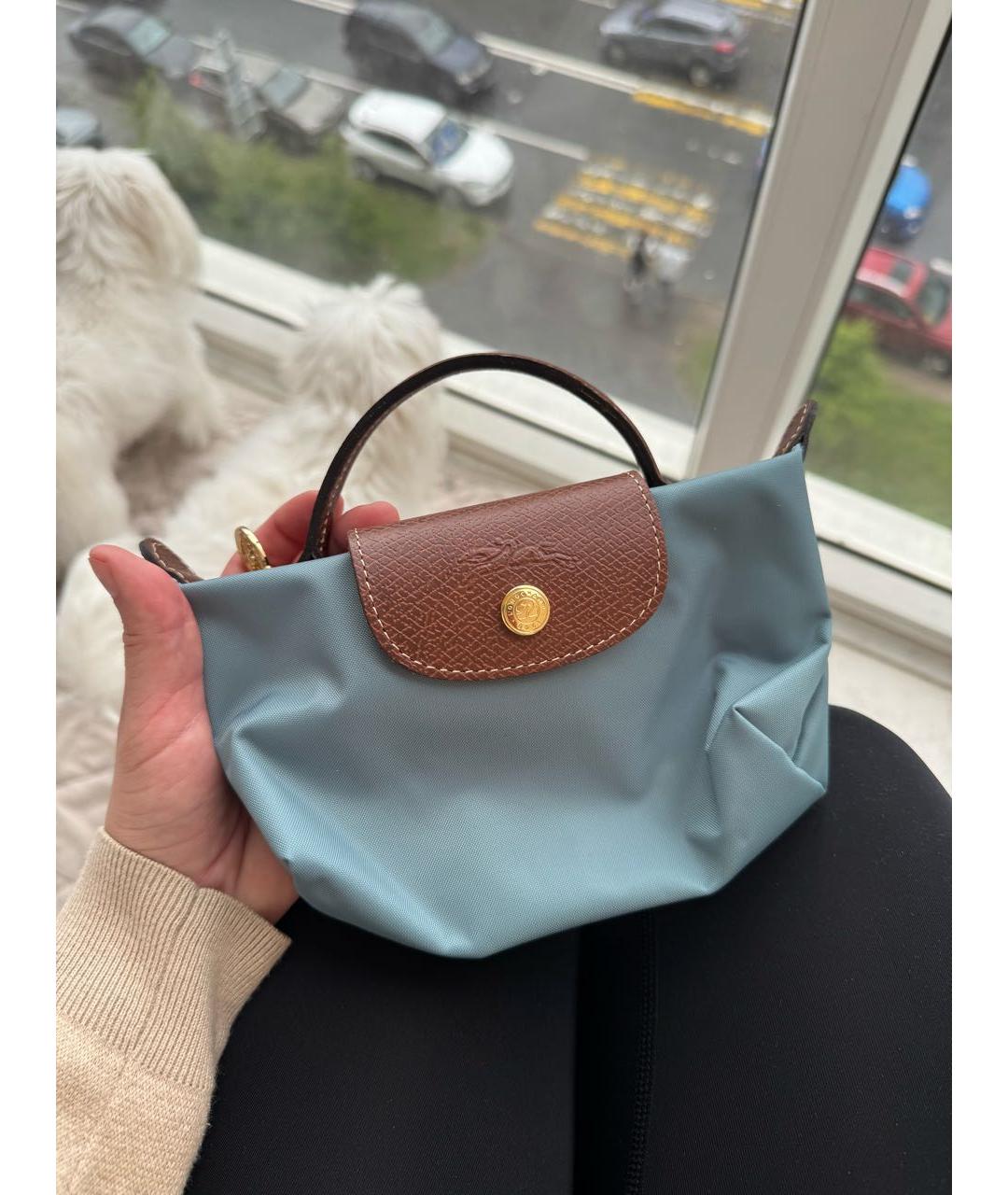 LONGCHAMP Голубая синтетическая сумка с короткими ручками, фото 6
