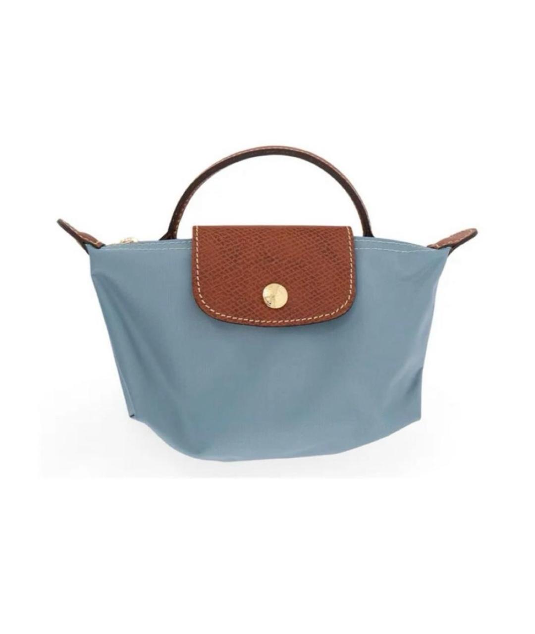 LONGCHAMP Голубая синтетическая сумка с короткими ручками, фото 3
