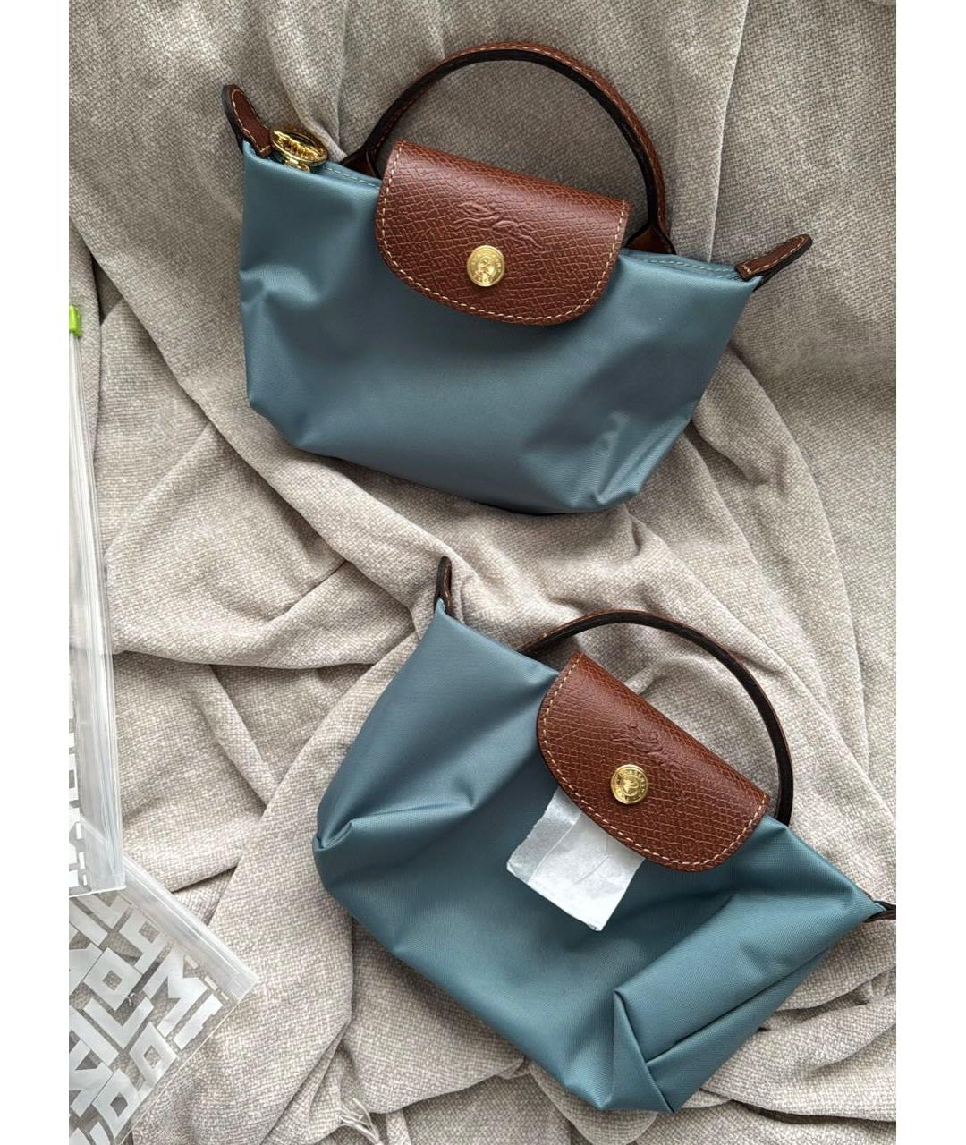 LONGCHAMP Голубая синтетическая сумка с короткими ручками, фото 2