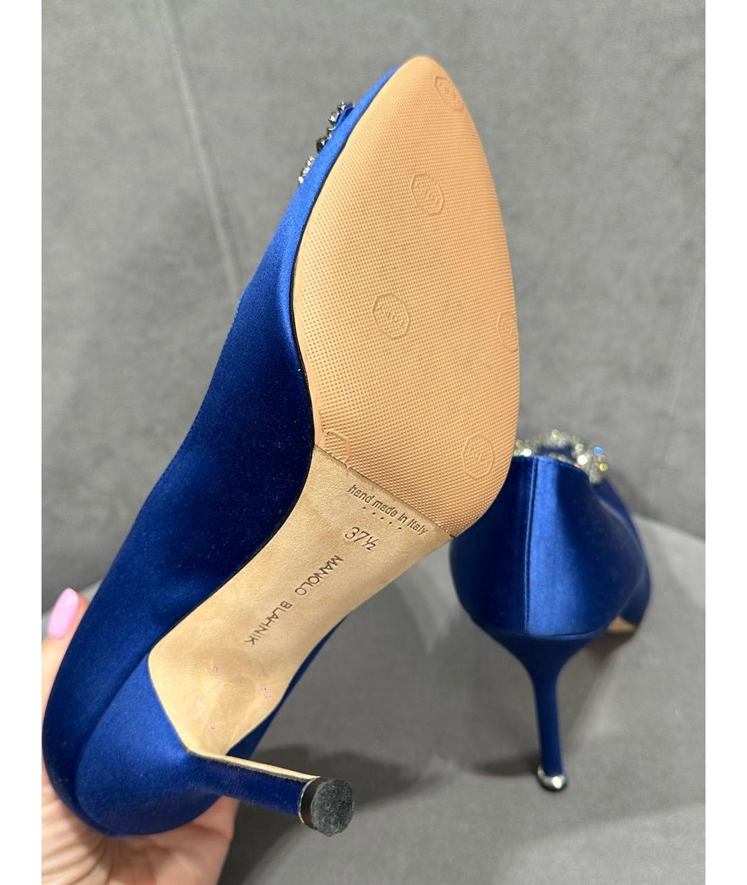 MANOLO BLAHNIK Синие текстильные туфли, фото 5