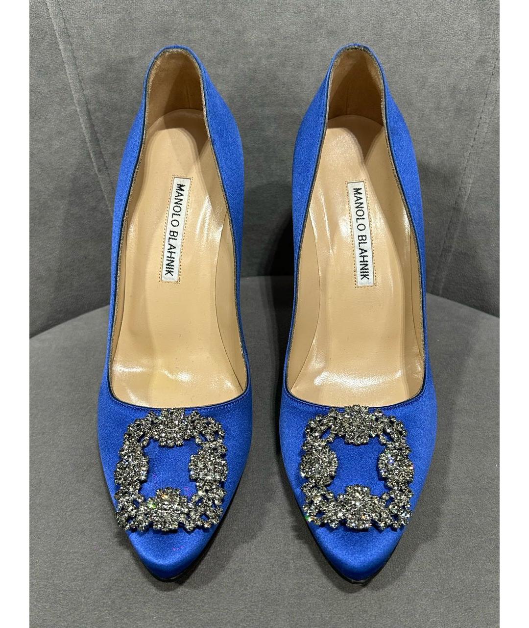 MANOLO BLAHNIK Синие текстильные туфли, фото 2