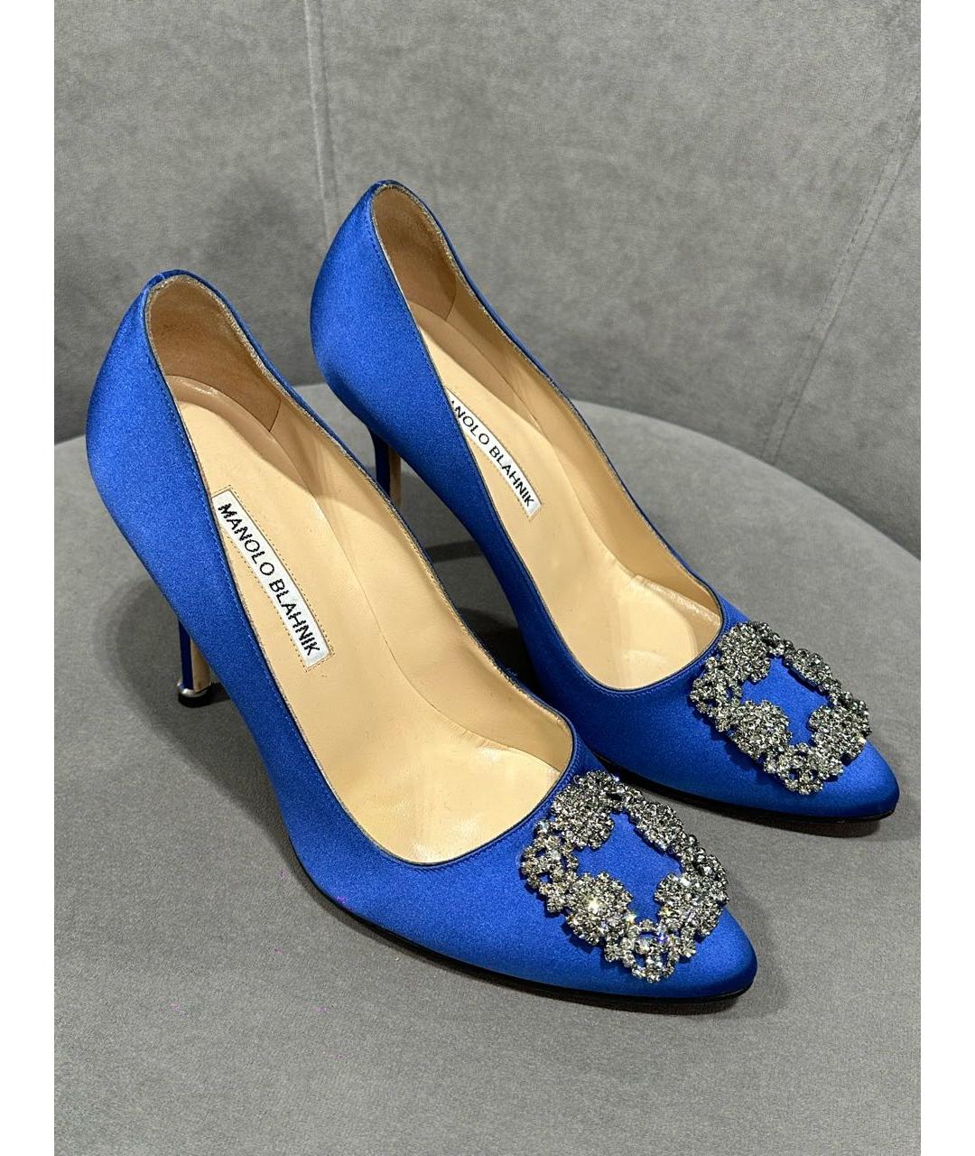 MANOLO BLAHNIK Синие текстильные туфли, фото 6