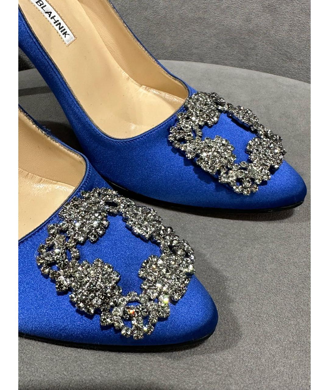 MANOLO BLAHNIK Синие текстильные туфли, фото 4