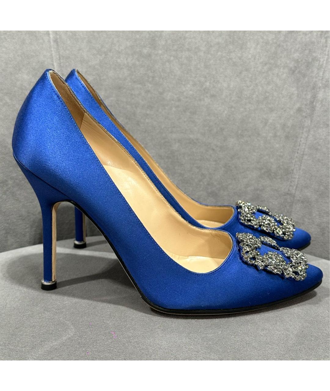 MANOLO BLAHNIK Синие текстильные туфли, фото 7
