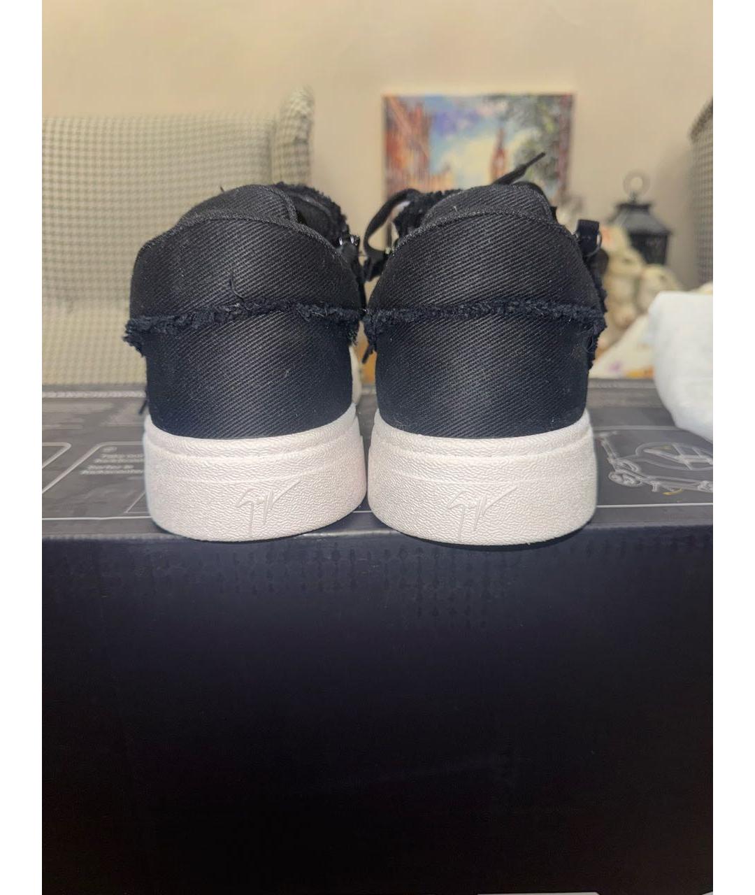 GIUSEPPE ZANOTTI DESIGN Черные текстильные низкие кроссовки / кеды, фото 4
