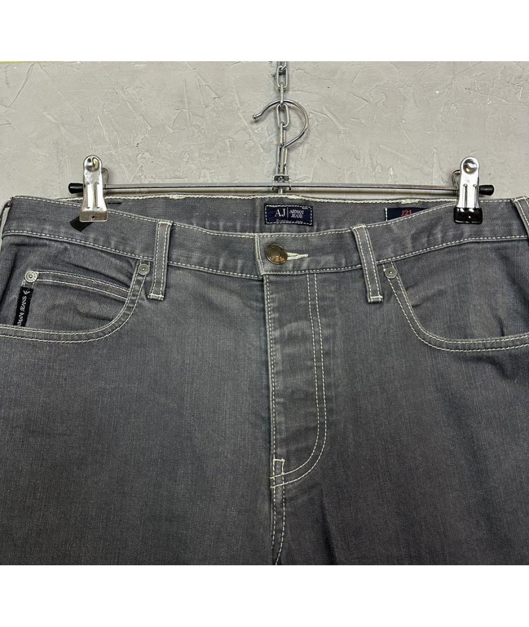 ARMANI JEANS Серые хлопко-эластановые прямые джинсы, фото 5