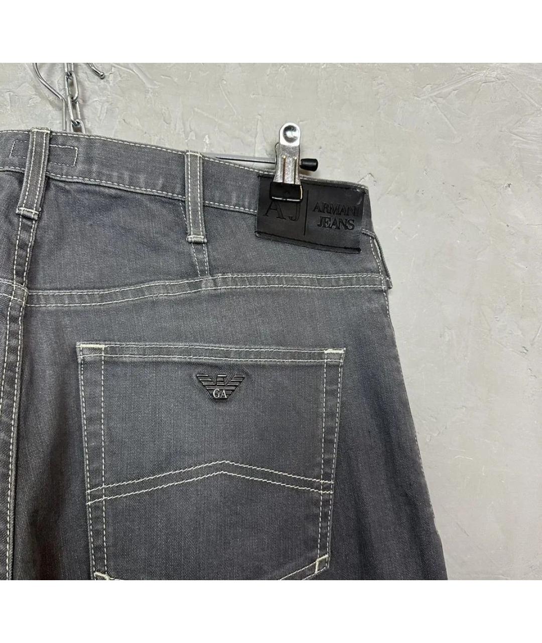ARMANI JEANS Серые хлопко-эластановые прямые джинсы, фото 4