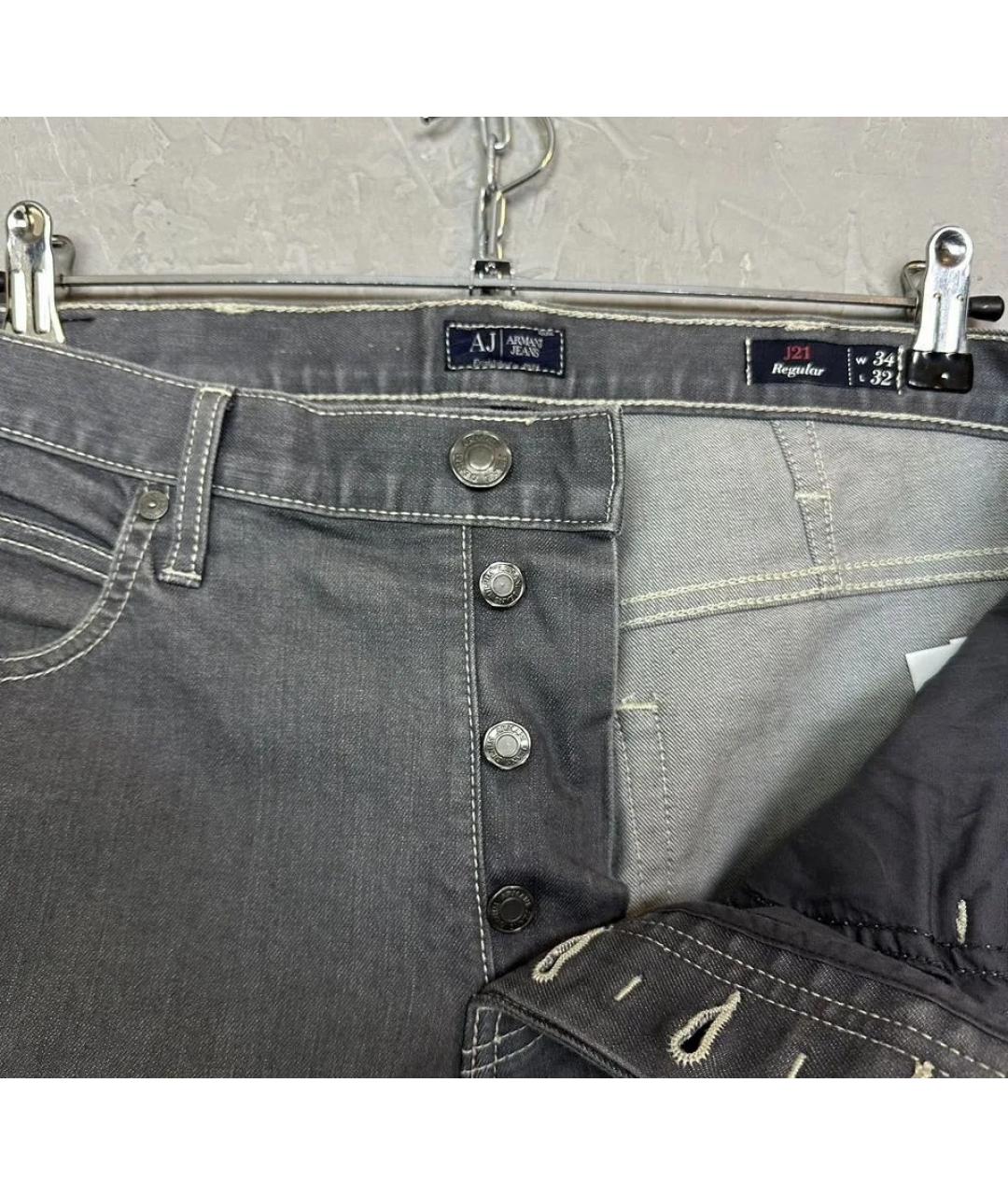 ARMANI JEANS Серые хлопко-эластановые прямые джинсы, фото 7