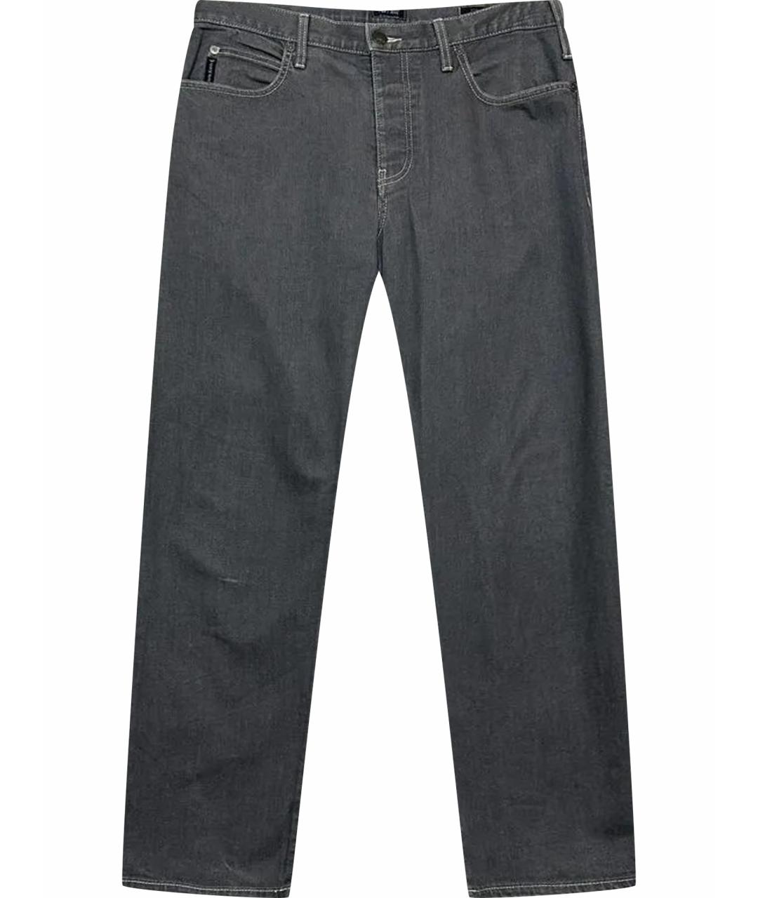 ARMANI JEANS Серые хлопко-эластановые прямые джинсы, фото 1