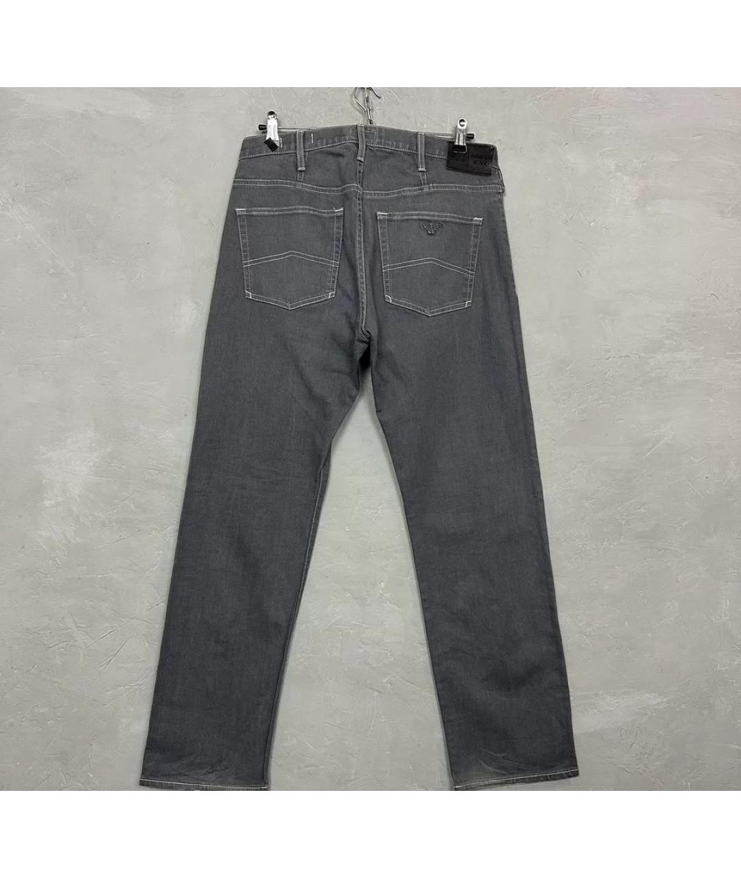 ARMANI JEANS Серые хлопко-эластановые прямые джинсы, фото 2