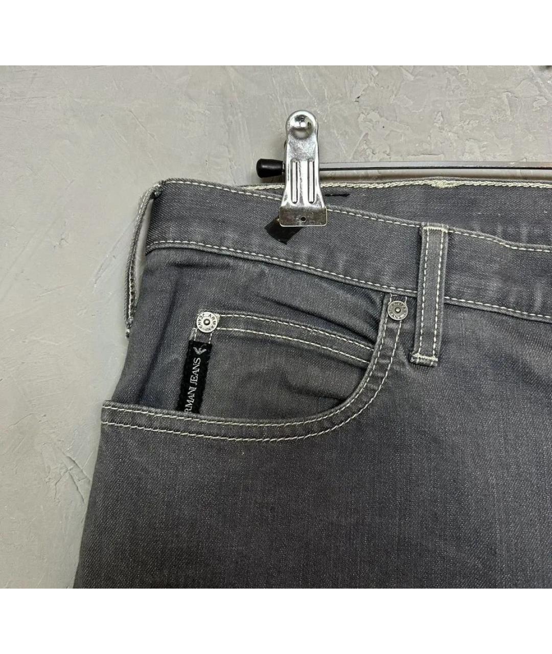 ARMANI JEANS Серые хлопко-эластановые прямые джинсы, фото 6