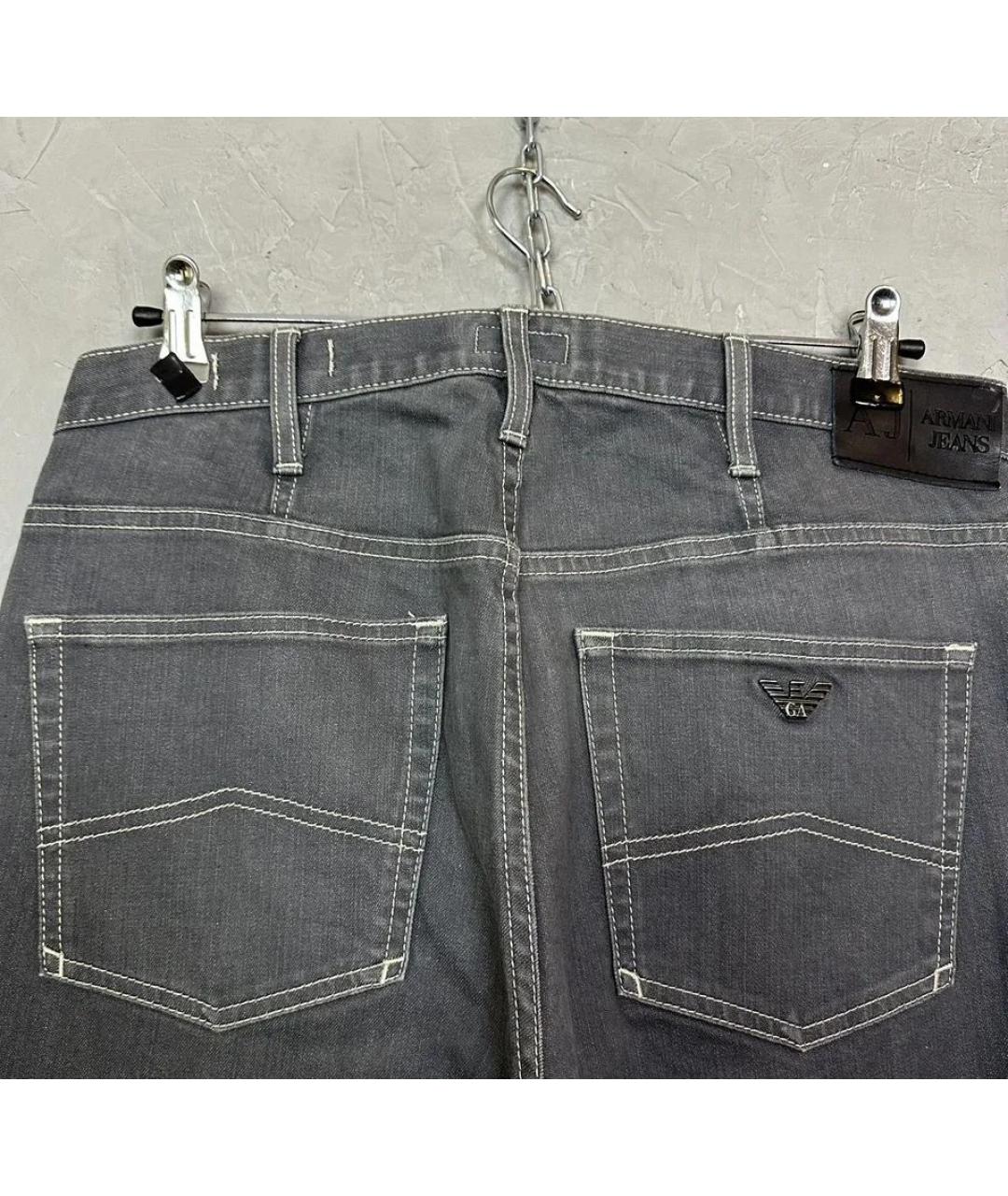 ARMANI JEANS Серые хлопко-эластановые прямые джинсы, фото 3