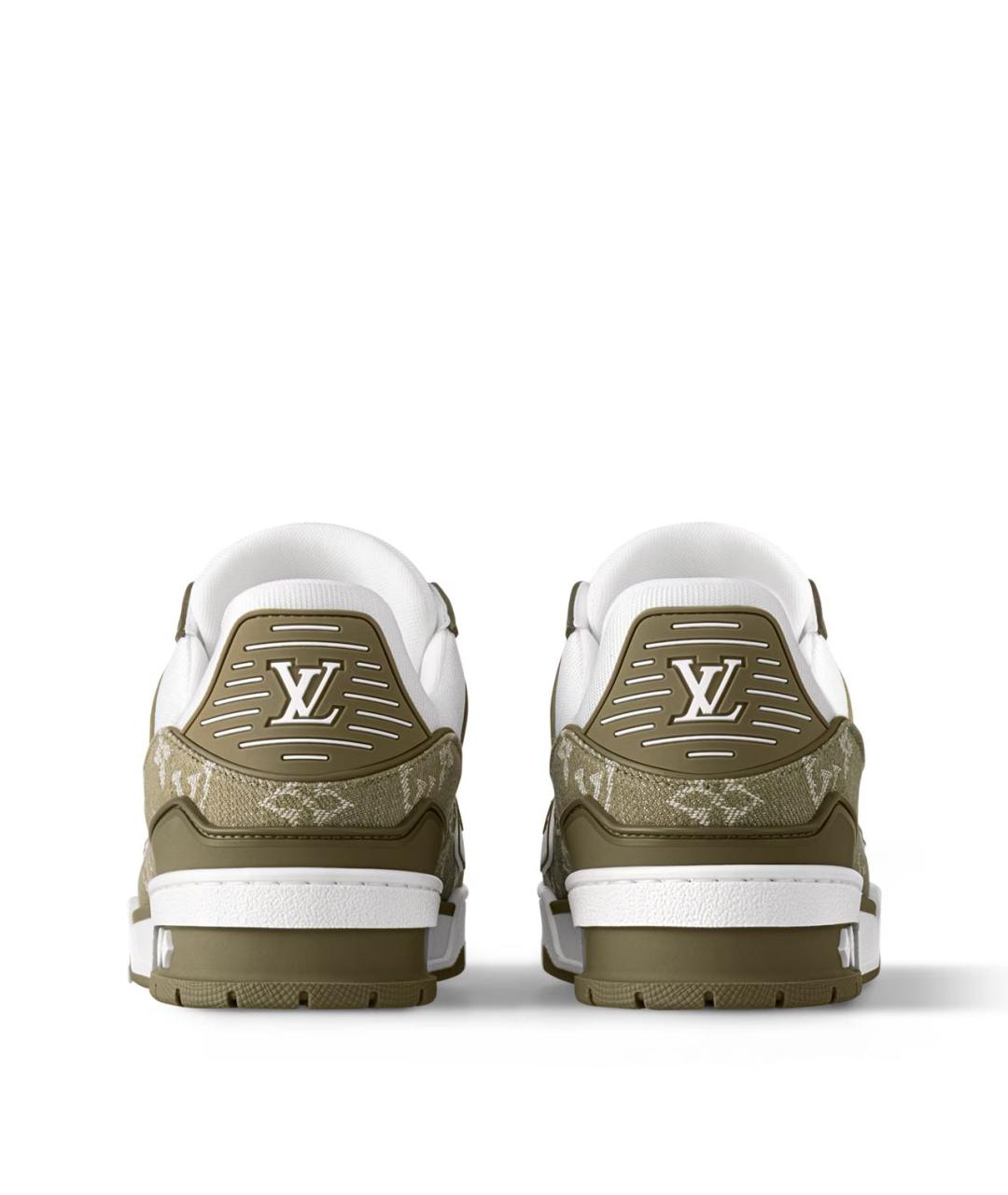 LOUIS VUITTON Хаки кожаные кроссовки, фото 4