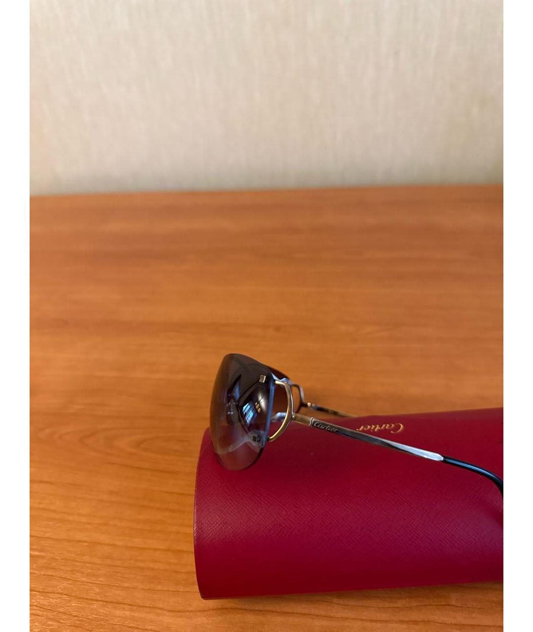 CARTIER Фиолетовые металлические солнцезащитные очки, фото 3