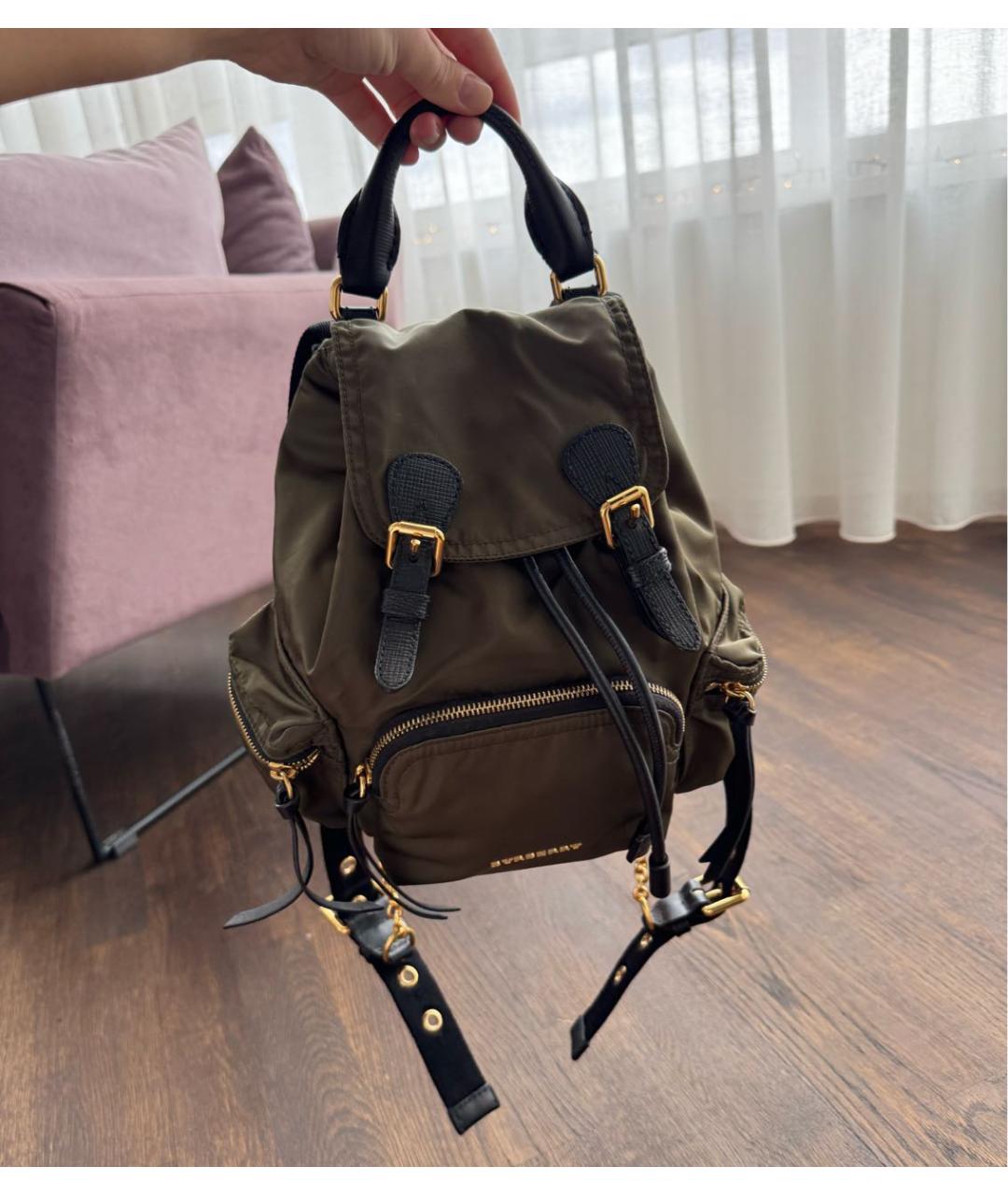 BURBERRY Хаки тканевый рюкзак, фото 2