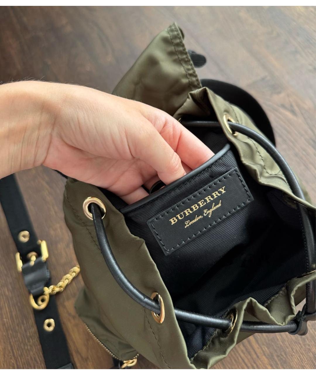 BURBERRY Хаки тканевый рюкзак, фото 5
