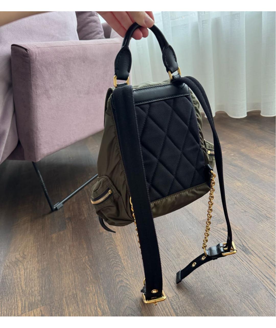 BURBERRY Хаки тканевый рюкзак, фото 4