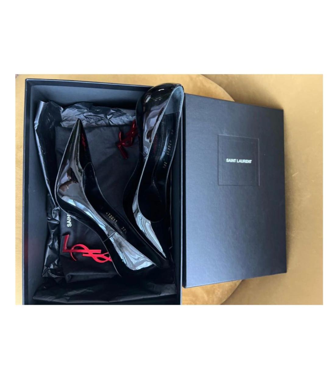 SAINT LAURENT Черные туфли из лакированной кожи, фото 3