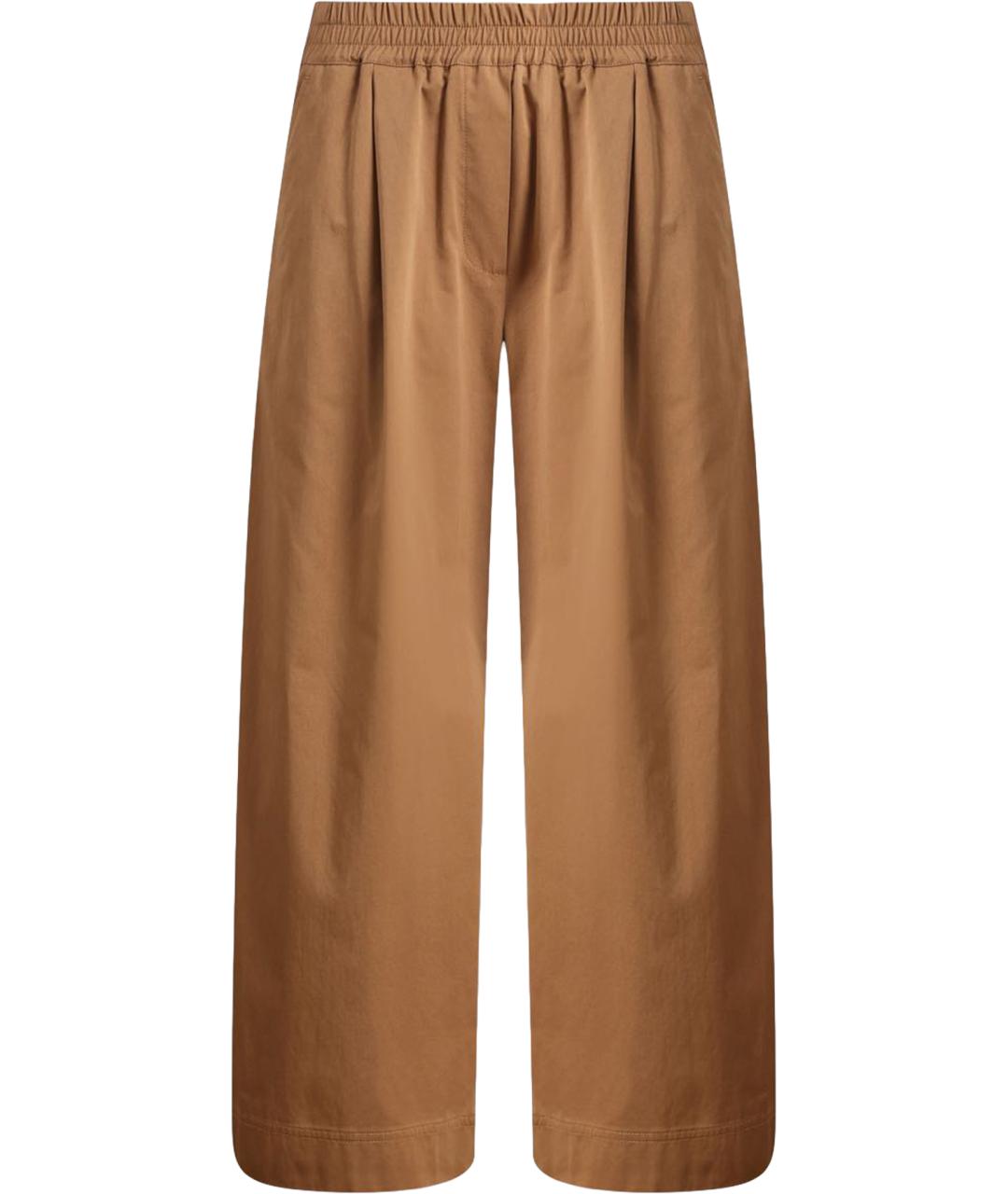 MAX MARA Бежевые хлопковые брюки широкие, фото 1