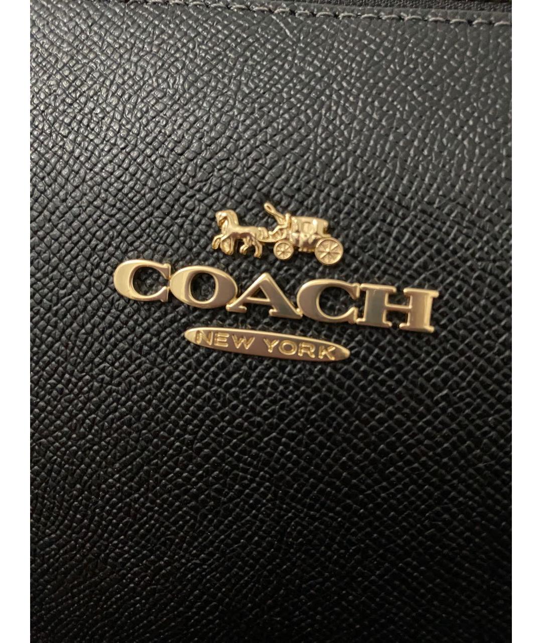 COACH Черная кожаная сумка тоут, фото 7