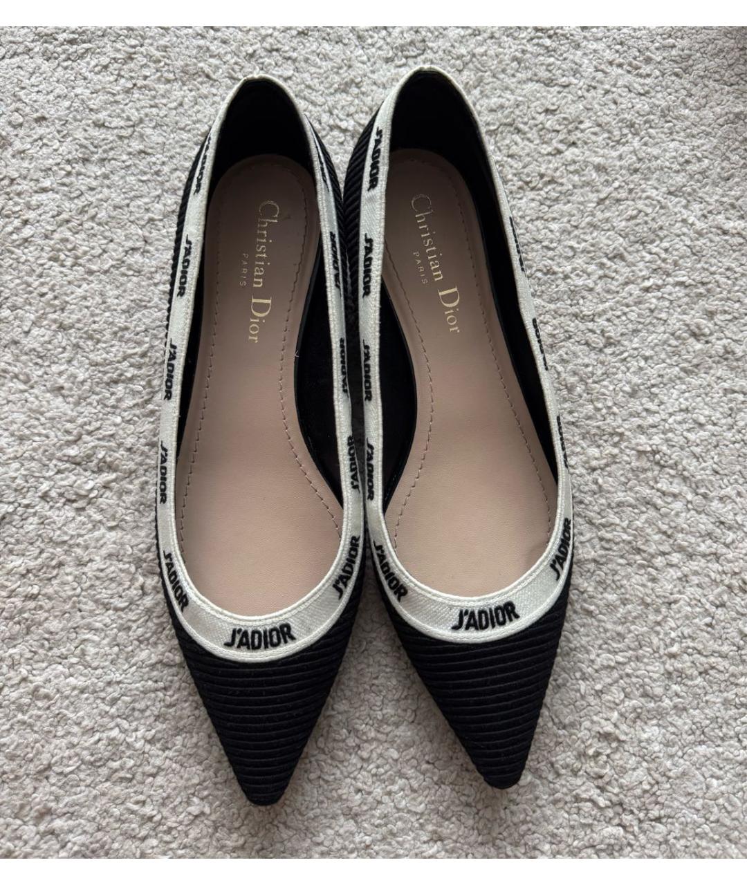 CHRISTIAN DIOR Черные текстильные балетки, фото 2