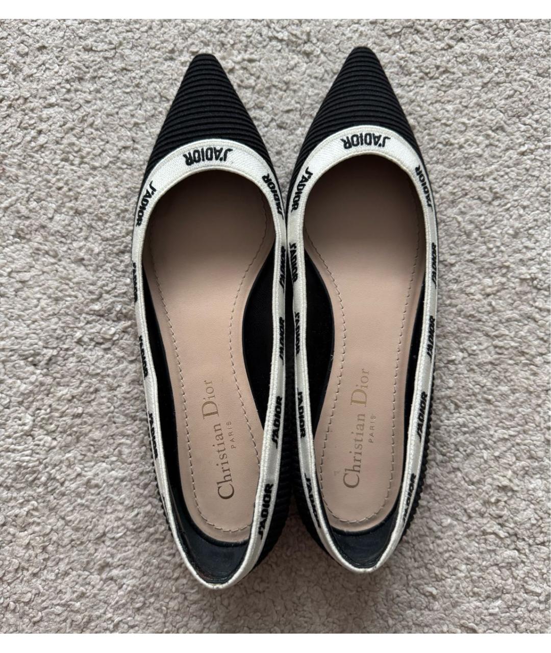 CHRISTIAN DIOR Черные текстильные балетки, фото 3