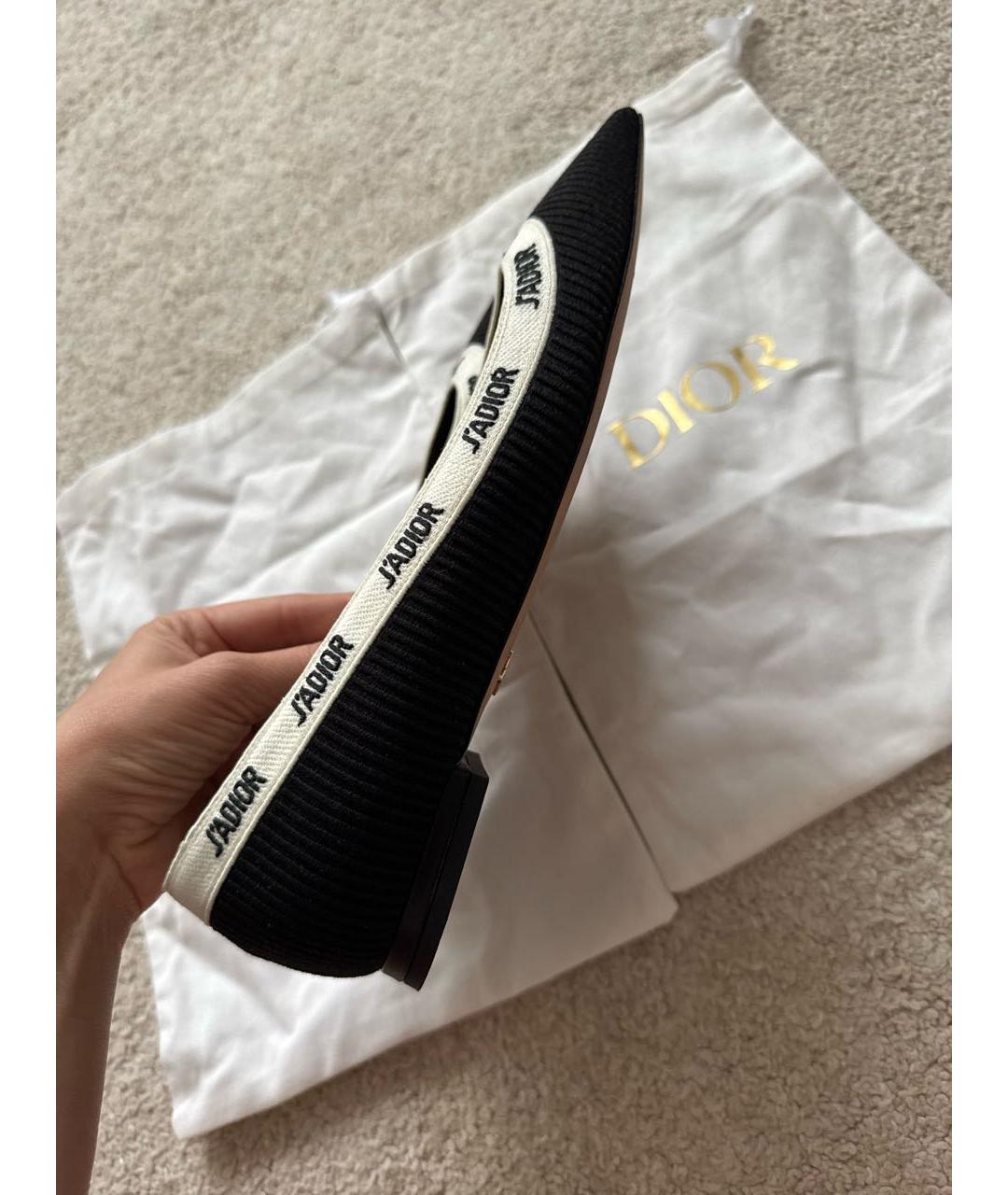 CHRISTIAN DIOR Черные текстильные балетки, фото 7