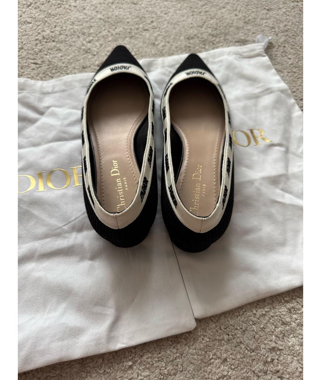 CHRISTIAN DIOR Черные текстильные балетки, фото 4